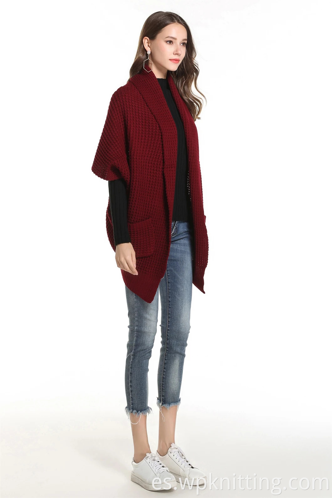Puro color invierno knitwear cárdigan buhor mujeres suéter casual